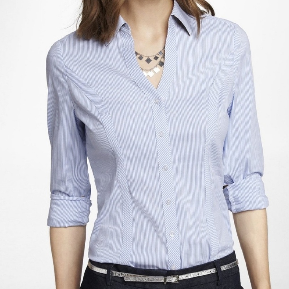 🎉 SALE 🎉 Express Essential Shirt Blue Stripes